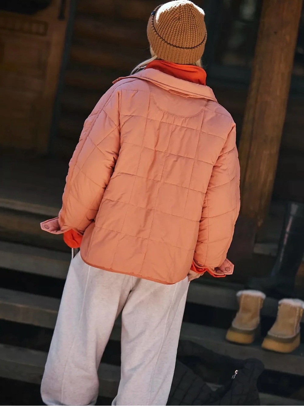 Free People Pippa Packable Puffer Jacket Frosted Peach - Picture 2 of 6